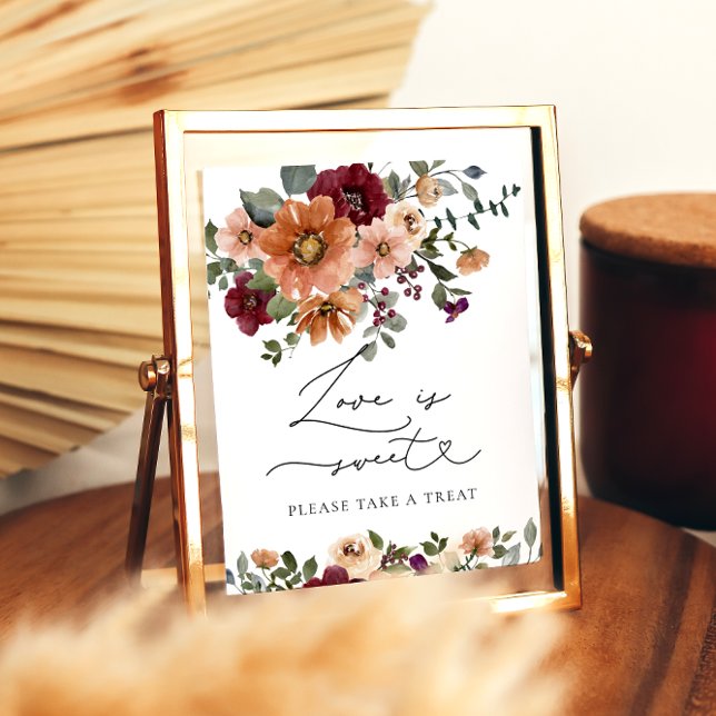 Poster Aquarela Queda Floral Amor é Doce Tome um Tratado (Criador carregado)