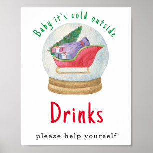 Poster Aquarela trenó do Papai Noel - Bebidas