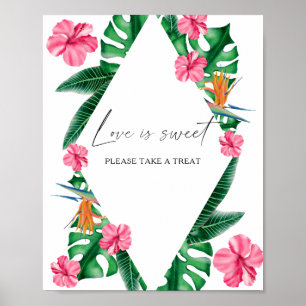Poster Aquarela tropical - o amor é doce, aproveite um ag