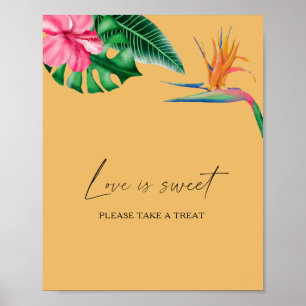 Poster Aquarela tropical - o amor é doce, aproveite um ag