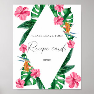 Poster Aquarela tropical - Seu cartão de receita aqui