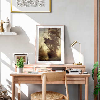 Poster Aquarela Velha Arte de Muro Pirata