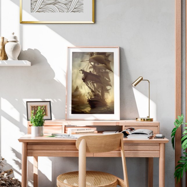 Poster Aquarela Velha Arte de Muro Pirata (Criador carregado)