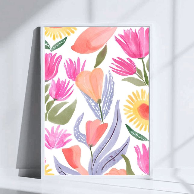 Poster Aquarelas Coloridas de Flores Silvestres | Pintado (Criador carregado)