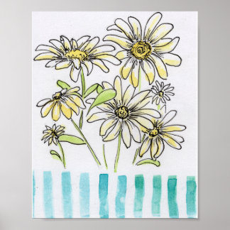 Poster Aquarelas de Margaridas