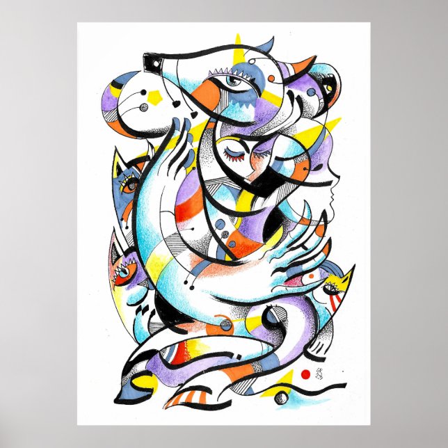 Poster Aquarelas do zoológico (Frente)