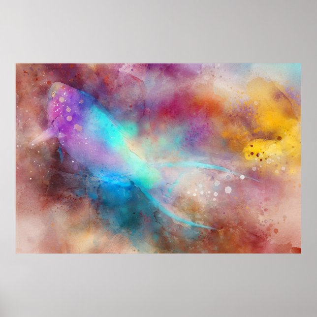 Poster Aquarelas tropicais havaianas - Peixes-papagaio (Frente)