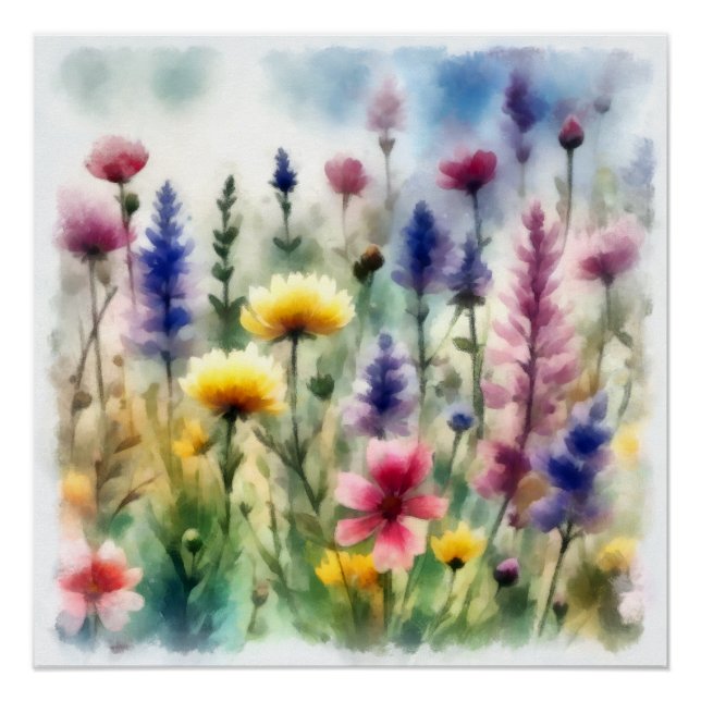 Póster Aquarelle, fleurs des champs (Frente)