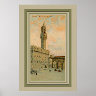 Póster Aquarelle Florença Palazzo Vecchio da aguarela