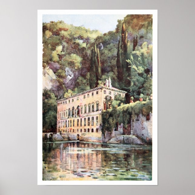 Póster Aquarelle Itália Lago Como Villa Plini (Frente)