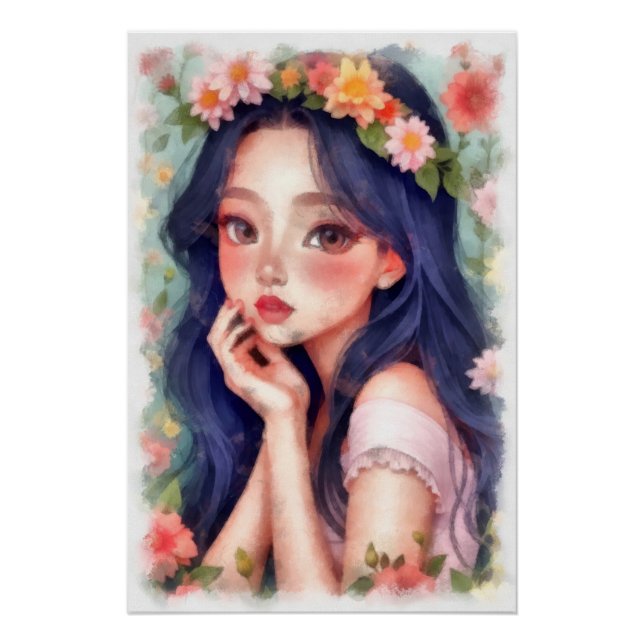 Póster Aquarelle, jeune fille (Frente)