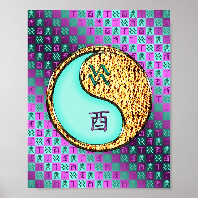 Poster Aquário e Galo de Fogo (Frente)