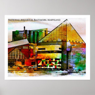 Poster Aquário Nacional Baltimore — Stained Glass Pop