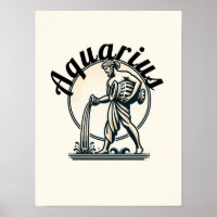 Aquário o Portador de Água Zodíaco Vintage