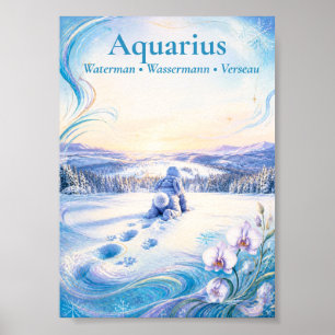 Poster Aquário Zodíaco Pequena Arte Astrologia Sonhador