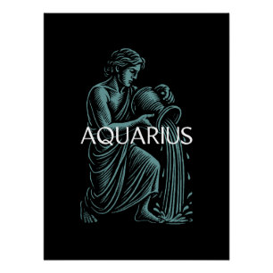 Póster Aquário Zodíaco – Portador de Água Vintage
