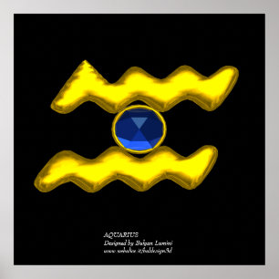 PÓSTER AQUARIUS /GOLD ZODIAC BIRTHDAY JEWEL