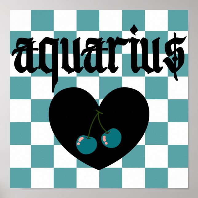 Poster Aquarius Gothic Aestética Checkered Cherry Art (Frente)