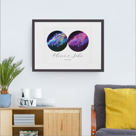 Poster Aquarius Leo Casais Personalizados Horoscópio