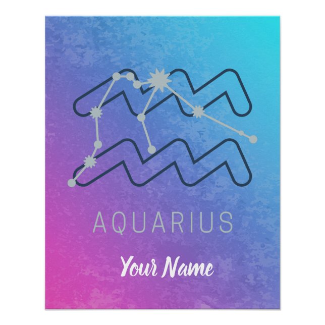 Póster Aquarius Zodiac - Sinal de Estrela - Constelação d (Frente)