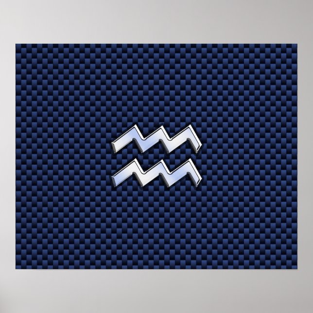 Poster Aquarius Zodiac - Sinal na fibra de carbono azul m (Frente)