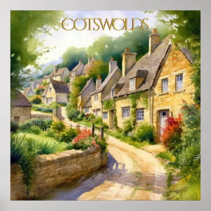 Poster Aquecimento da Aquarela na Viagem de Cotswolds