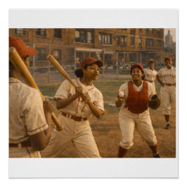 Póster Aquecimento do Jogo de Softbol