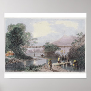 Póster Aqueduto de bambu em Hong Kong, gravado pelo