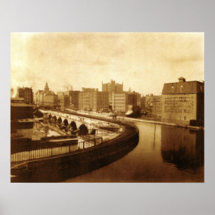 Poster Aqueduto do canal sobre o rio 1910 de Genesee
