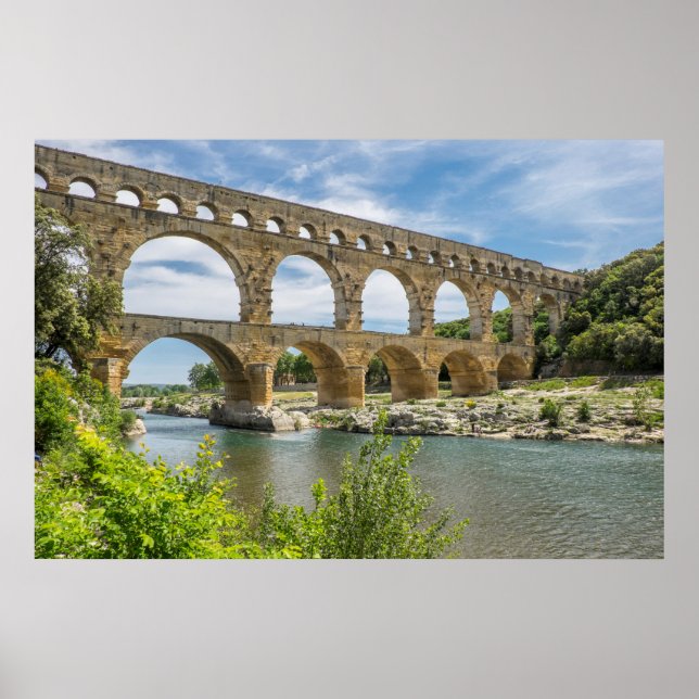 Póster Aqueduto Romano Sobre o Rio, França (Frente)