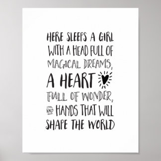 Poster Aqui dorme uma garota com um Cheio de cabeça de so