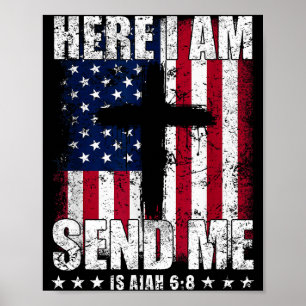 Poster Aqui Estou Eu Me Envie Cruz Bandeira Americana Isa