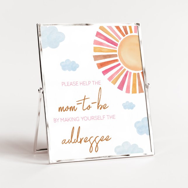 Poster Aqui Vem A Estação De Envelope Sun Girl (Sunshine Baby Shower Envelope Station Sign)