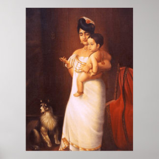 Poster Aqui vem a pintura Papa-Raja Ravi Varma (Réplica)