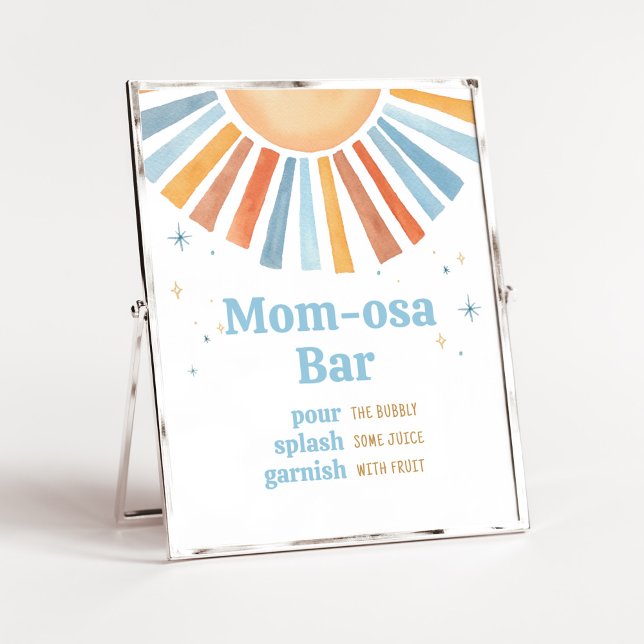 Poster Aqui vem o filho Chá de fraldas Mãe Osa Bar (Boho Sunshine Baby Shower Mom Osa Bar Sign)