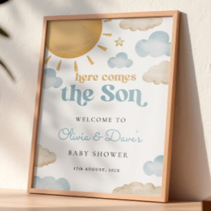 Poster Aqui Vem o Filho Chuvinha de Sol Chá de Bebê Bem-V