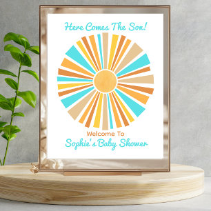 Poster Aqui Vem o Filho, Retro Boho Bem-vindo ao Sol