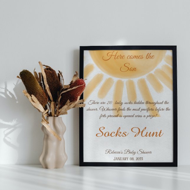 Poster Aqui vem o Sunshine Chá de fraldas Sock Hunt Diver (Criador carregado)