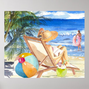 Poster *~* AR29 Girls Women Palm Tropical Exotic Beach