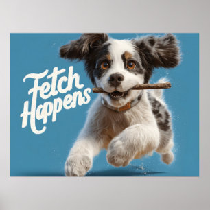 Poster Ar de Médio de puppy adorável em funcionamento com