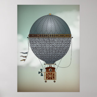 Póster Ar quente - Balão - Indigon | Viagem Steampunk
