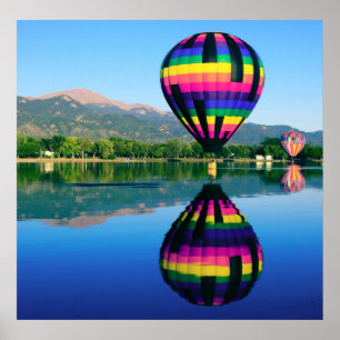 Póster Ar quente que Ballooning, montanha máxima dos