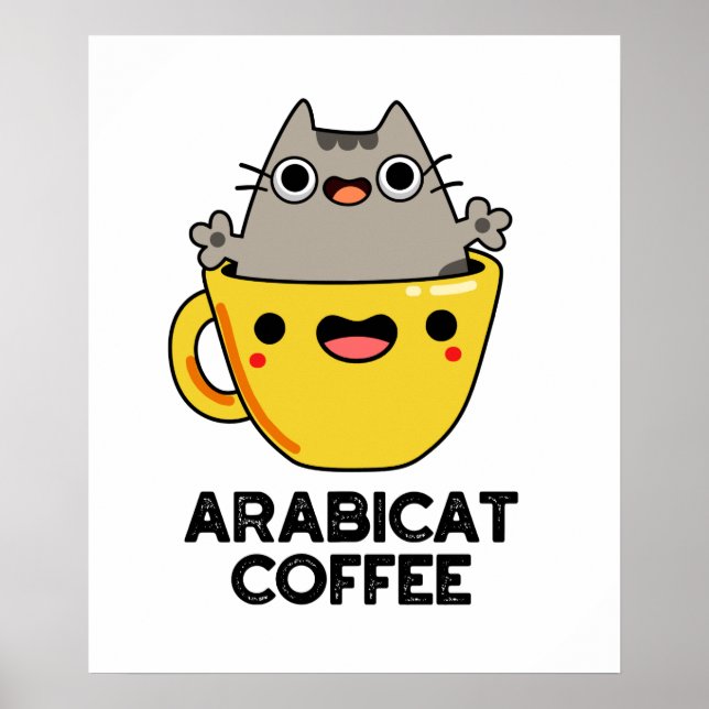 Poster Arabicat Café Engraçado Arabica Cat Pun (Frente)