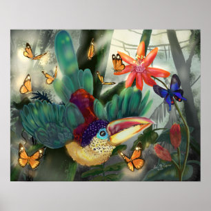 Poster Aracari de Curl Crested Toucan