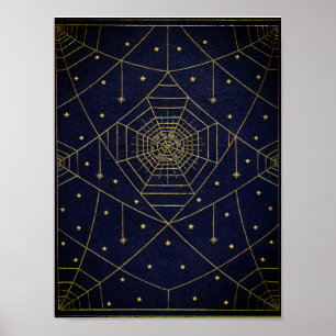 Poster Aranha-aranha estrelas douradas-preto livro de col