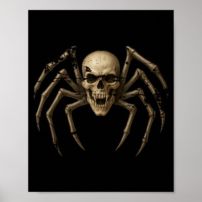 Poster Aranha de Crânio Assustador - Traje de Halloween G (Frente)