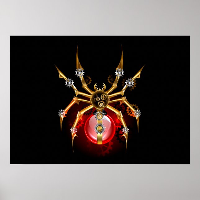 Poster Aranha steampunk em preto (Frente)