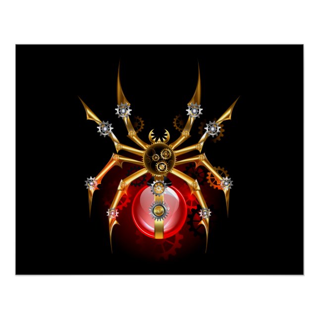 Póster Aranha steampunk em preto (Frente)