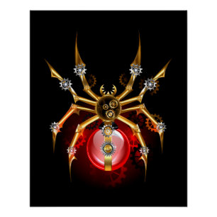 Póster Aranha steampunk em preto