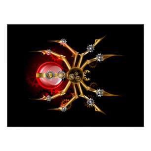Póster Aranha steampunk em preto